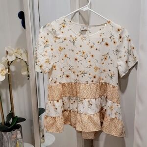 Cottagecore Paper Crane Ladies Short Sleeve Shirt B36